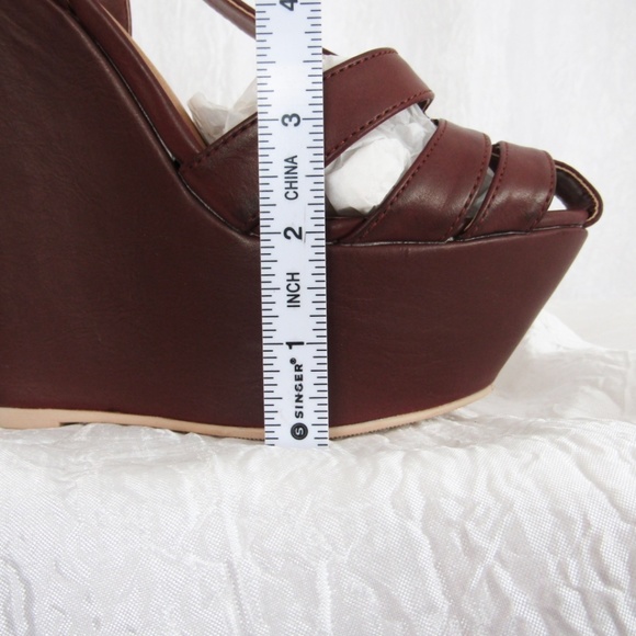 New Cognac Brown Boho Platform Heel Justfab Vitale 7.5 - Picture 6 of 10